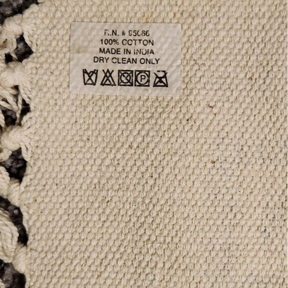 Southwest Aztec Accent Rug 26 x 21.5" Fringe Small Neutral Colors Vtg Cotton - Picture 7 of 14